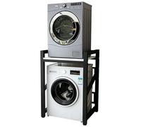 SJMDMZD Étagère Machine à Laver 3 Hauteurs Réglables, Support Lave Linge Sèche Linge, Kit de Superposition, Capacité de Charge 250 kg, Meuble de Rangement pour Buanderie Salle de Bain Black A