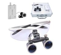 SJMDMZD Loupe Binoculaire Chirurgicale 2.5/3.5X avec Lampe, Dentaire Jumelles Chirurgicales avec Boîte Métal, Lunettes Optiques pour Travail Précision Lecture/Réparations/Couture A 2.5X