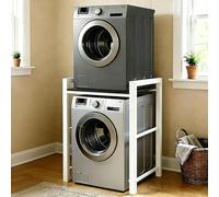 SJMDMZD Support Machine à Laver Réglable, Étagère au-Dessus Machine à Laver et Sèche-Linge, Kit de Superposition Lave Linge Sèche Linge 3 Hauteurs Réglables pour Buanderie, Charge 300kg White D