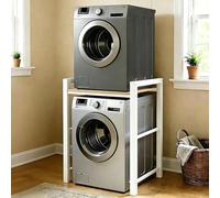 SJMDMZD Support Machine à Laver Réglable, Étagère au-Dessus Machine à Laver et Sèche-Linge, Kit de Superposition Lave Linge Sèche Linge 3 Hauteurs Réglables pour Buanderie, Charge 300kg White A