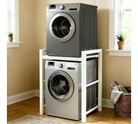 SJMDMZD Support Machine à Laver Réglable, Étagère au-Dessus Machine à Laver et Sèche-Linge, Kit de Superposition Lave Linge Sèche Linge 3 Hauteurs Réglables pour Buanderie, Charge 300kg White C