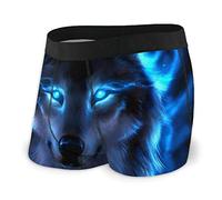 SJOAOAA Boxer classique pour homme avec poche Motif loup flamboyant Bleu, Noir , XL
