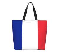 SJOAOAA Grand sac à provisions unisexe avec motif drapeau mignon réutilisable pour la plage, les voyages, la gym, le yoga, sac à bandoulière, Drapeau de la France - b14601, Taille unique