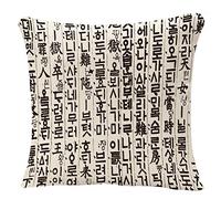 SJOAOAA Housse de coussin motif Hangul coréen Personnages Hangeul bruts de Corée du Sud Beauté Formative Supérieure et de l'Ancien Coussin Coussin Voiture Chaise Décoration Maison Taie d'oreiller pour