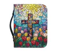 SJOAOAA Lord Citations Floral Bible Cover Case with a Bookmark, Green Bible Bag Handle Book Sleeve Protector Pouch - Similicuir Taille L