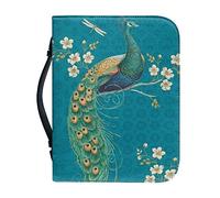 SJOAOAA Lord Citations Floral Bible Cover Case with a Bookmark, Green Bible Bag Handle Book Sleeve Protector Pouch en simili cuir Taille XL