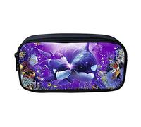 SJOAOAA Petite trousse à crayons Orca Killer Whale, fournitures scolaires pour école primaire, étudiant, dauphin, violet, Orque violet, Taille unique, Organiseur de sac