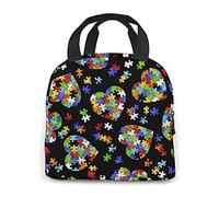 SJOAOAA Sac à déjeuner isotherme réutilisable pour la sensibilisation à l'autisme - Motif cœur - Pour l'école et le travail