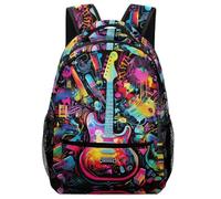 SJOAOAA Sac à dos unisexe pour guitare musicale - Poche principale spacieuse + 2 poches latérales en maille filet - Cartable pour ordinateur portable