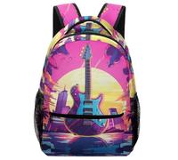 SJOAOAA Sac à dos unisexe pour guitare musicale - Poche principale spacieuse + 2 poches latérales en maille filet - Cartable pour ordinateur portable