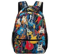 SJOAOAA Sac à dos unisexe pour guitare musicale - Poche principale spacieuse + 2 poches latérales en maille filet - Cartable pour ordinateur portable