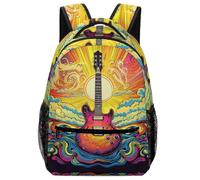 SJOAOAA Sac à dos unisexe pour guitare musicale - Poche principale spacieuse + 2 poches latérales en maille filet - Cartable pour ordinateur portable