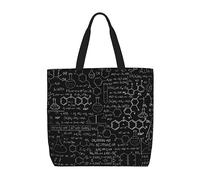 SJOAOAA Sac à provisions unisexe avec imprimé abstrait scientifique réutilisable pour le bureau, les voyages, noir, taille unique