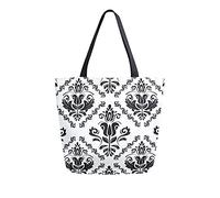 SJOAOAA Sac à provisions unisexe ethnique damassé fleur réutilisable pliable décontracté élégant pour plage, voyage, travail, école, sac à main