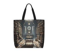 SJOAOAA Sac à provisions unisexe réutilisable de grande capacité avec motif de basket-ball sur le feu, sac fourre-tout décontracté à bandoulière, sac à main, Book Room Mysterious, Taille unique