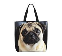 SJOAOAA Sac à provisions unisexe réutilisable pour mathématiques, géométrie, geek calculus, grande capacité, décontracté, sac à main, sac à main, Adorable chien carlin., Taille unique