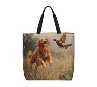 SJOAOAA Sac à provisions unisexe réutilisable pour mathématiques, géométrie, geek calculus, grande capacité, décontracté, sac à main, sac à main, Pheasan attrapant un chien, Taille unique