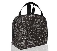SJOAOAA Sac fourre-tout isotherme réutilisable et étanche Motif tête de mort et rose
