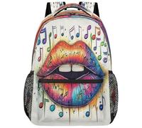 SJOAOAA Style-2442 Sac à dos léger pour l'école, le voyage, pour ordinateur portable, Music Lip, One Size, Sac à dos daypack