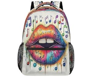 SJOAOAA Style-2442 Sac à dos léger pour l'école, le voyage, pour ordinateur portable, Music Lip, One Size, Sac à dos daypack