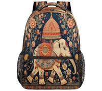 SJOAOAA Style-3025 Sac à dos léger pour l'école, le voyage, pour ordinateur portable, Rétro ethnique éléphant floral, One Size, Sac à dos daypack