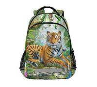 SJOAOAA Tiger Leopard Butterfly Animal Fantasy Forest Sac à dos élémentaire Cartable Cartable avec clip poitrine pour garçons filles 2021827, Comme indiqué sur la photo, taille unique