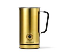 Sjöstrand Coffee Mousseur à lait électrique, en acier inoxydable, pour lait chaud et froid, revêtement anti-adhésif (laiton)