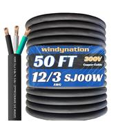 SJOOW Câble d'extension d'alimentation portable de 15,2 m 12 AWG 3 conducteurs SO - Calibre 12 3 conducteurs (12/3 fils) 300 V pour câbles de moteur, lumières portables, chargeurs de batterie
