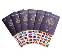 SJPRINTER Passeport - Carnet de voyage - Ensemble d'autocollants de voyage avec drapeaux du monde - Jeu de simulation, cadeaux de fête, jouet d'avion, carnet de notes, géographie, étude sociale en