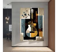 SJPRRUOD Affiche et impressions modernes abstraites sur toile représentant une guitare musicale, style rétro, pour la décoration murale du salon (80 x 110 cm (31 x 43 pouces) / Sans cadre)