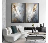 SJPRRUOD Affiches et impressions sur toile abstraites représentant des plumes modernes, style minimaliste, pour la décoration murale du salon (60 x 90 cm (24 x 35 po) x 2 / Sans cadre)