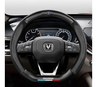 SJSHOPS Housse de Volant pour Changan Chana CS15,Antidérapante Protection Volant Auto Cuir PU Respirante avec Logo,Couvre Volant Élégant Confortable pour Accessoires Car,Black-D