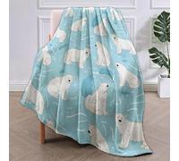 SJSXWQN Couverture Polaire 150 x 200 cm Ours Polaire Blanc Plaid Polaire Plaid Canape en Flanelle Doux et Chaude Couverture 1 Personne pour Lit Jeté de Canapé, Pique Nique