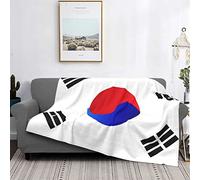SJSXWQN Couverture Polaire 180 x 220 cm Drapeau CoréEn Blanc Plaid Polaire, Plaid Canape en Flanelle Doux et Chaude, Couverture 2 Personnes pour Lit, Jeté de Canapé, Pique Nique
