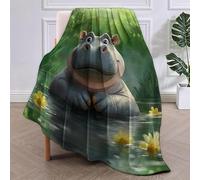 SJSXWQN Couverture Polaire 180 x 240 cm Hippopotame Vert Plaid Polaire Plaid Canape en Flanelle Doux et Chaude Couverture 1 Personne pour Lit Jeté de Canapé, Pique Nique