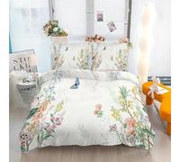 SJSXWQN Housse de Couette 200x200 cm Adulte Fleurs Et Papillons Verts Parure de Lit 2 Personnes avec Fermeture Éclair Doux Respirant Microfibre Housse de Couette et 2 Taie d'oreiller 65x65 cm