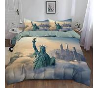 SJSXWQN Housse de Couette 200x200 cm Adulte Statue De La Liberté Parure de Lit 2 Personnes avec Fermeture Éclair Doux Respirant Microfibre Housse de Couette et 2 Taie d'oreiller 65x65 cm