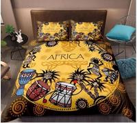 SJSXWQN Housse de Couette 200x200 cm Adulte Tribu Africaine Parure de Lit 2 Personnes avec Fermeture Éclair Doux Respirant Microfibre Housse de Couette et 2 Taie d'oreiller 65x65 cm