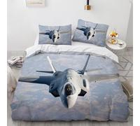 SJSXWQN Housse de Couette 240 x 260 cm Adulte Avion De Chasse Gris Parure de Lit 2 Personnes avec Fermeture Éclair Doux Respirant Microfibre Housse de Couette et 2 Taie d'oreiller 65x65 cm