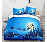 SJSXWQN Housse de Couette 240 x 260 cm Adulte NoëL Parure de Lit 2 Personnes avec Fermeture Éclair Doux Respirant Microfibre Housse de Couette et 2 Taie d'oreiller 65x65 cm