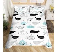 SJSXWQN Housse de Couette 240 x 260 cm Adulte sous-Marin Baleine Parure de Lit 2 Personnes avec Fermeture Éclair Doux Respirant Microfibre Housse de Couette et 2 Taie d'oreiller 65x65 cm