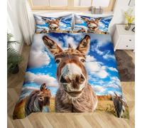 SJSXWQN Housse de Couette 90x190 cm Enfant âNe Parure de Lit 1 Personne avec Fermeture Éclair Doux Respirant Microfibre Housse de Couette et 2 Taie d'oreiller 65x65 cm