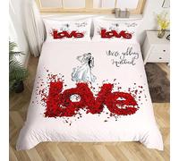 SJSXWQN Housse de Couette 90x190 cm Enfant MariéS Parure de Lit 1 Personne avec Fermeture Éclair Doux Respirant Microfibre Housse de Couette et 2 Taie d'oreiller 65x65 cm