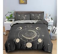 SJSXWQN Parure de Lit 220x240 cm Adulte éClipse Lunaire Noire Housse de Couette 2 Personnes avec Fermeture Éclair Doux Respirant Confortable Microfibre Housse de Couette et 2 Taie d'oreiller 65x65 cm