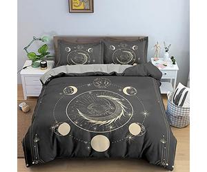 SJSXWQN Parure de Lit 220x240 cm Adulte éClipse Lunaire Noire Housse de Couette 2 Personnes avec Fermeture Éclair Doux Respirant Confortable Microfibre Housse de Couette et 2 Taie d'oreiller 65x65 cm