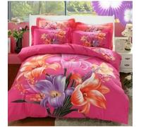 SJSXWQN Parure de Lit 220x240 cm Adulte Lys Rouge Housse de Couette 2 Personnes avec Fermeture Éclair Doux Respirant Microfibre Housse de Couette et 2 Taie d'oreiller 65x65 cm