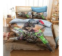 SJSXWQN Parure de Lit 220x240 cm Adulte Motocross Housse de Couette 2 Personnes avec Fermeture Éclair Doux Respirant Microfibre Housse de Couette et 2 Taie d'oreiller 65x65 cm