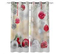 SJSXWQN Rideau Occultant Boules De Noel Grises Rideau avec à Oeillets, Rideau Thermique Isolant Anti Froid, Rideau 0ccultant Thermiques pour Chambre, Salon, Cuisine, 2 Pièces L140 x H240 cm