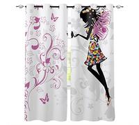 SJSXWQN Rideau Occultant FéE Papillon Gris Rideau avec à Oeillets, Rideau Thermique Isolant Anti Froid, Rideau 0ccultant Thermiques pour Chambre, Salon, Cuisine, 2 Pièces L140 x H240 cm