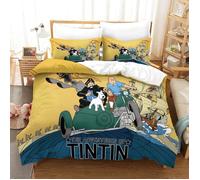SJT0A1396 Parure de lit Les Aventures de Tintin pour garçon,housse de couette imprimée en 3D avec taies d'oreiller,hou 140X200 CM